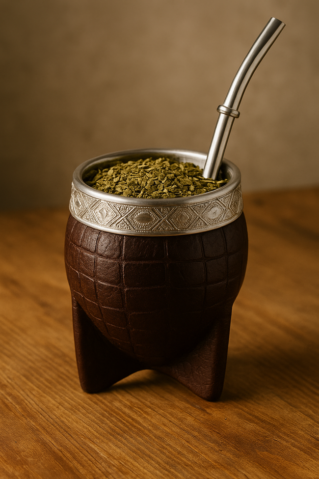 Calebasse Élégance Marron & Argent – Yerba Maté