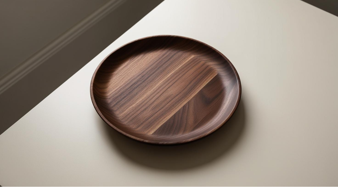 Assiette à dessert en bois de noyer