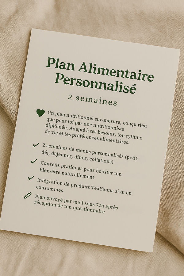 Plan Alimentaire Personnalisé – 2 semaines